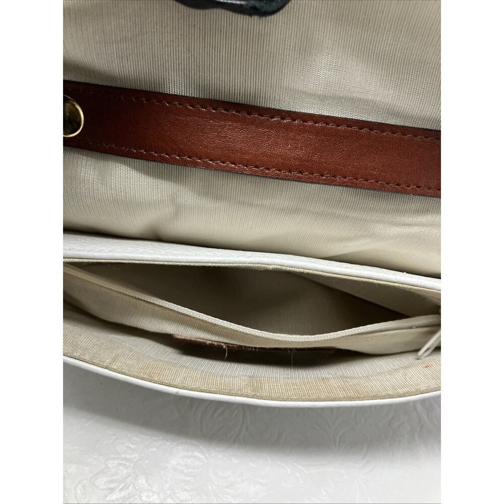 Etienne Aigner Crossbody Bag Purse White Brown Leather Pebbled Vintage - Picture 11 of 16
